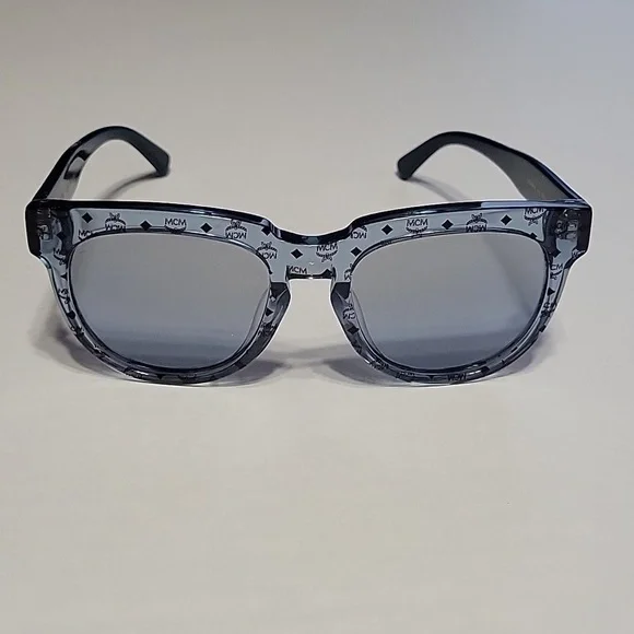MCM! Blue Transparent Clear Monogram Visetos Wayfarer Sunglasses